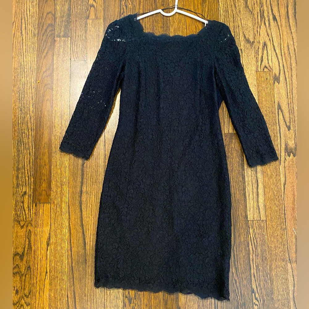 Adrianna Papell Black Lace 3/4 Sleeve Dress